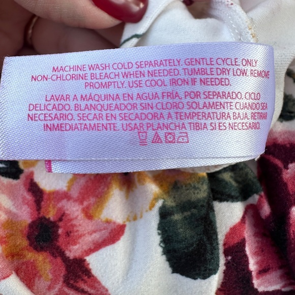 No Boundaries Women’s Floral Ivory Lace-Up V- Neck Long Sleeve Top/Dress XXL - Picture 9 of 9